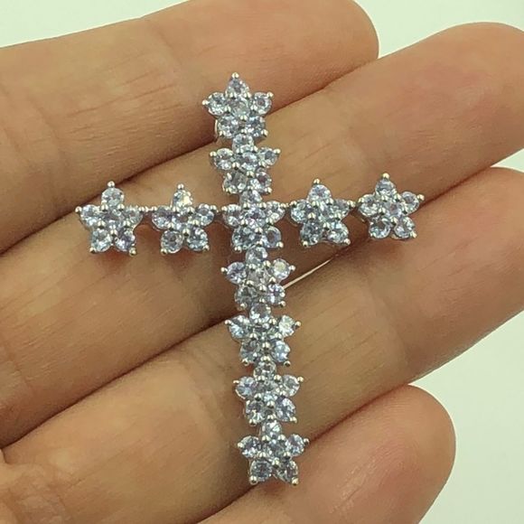 14KT Yellow Gold Lavender CZ L Cross Pendant